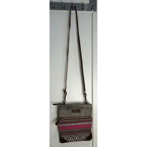 Myra Bag Hair-on-Hide Woven Boho Crossbody‎ Bag Small Multicolor S-1205